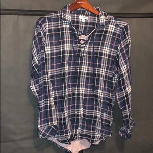 Blue and Pink Flannel Shirt